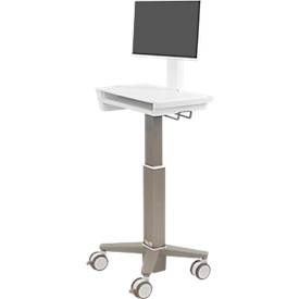 Ergotron CareFit™ 2.0 Dokumentationswagen, mit Gelenk für Display, bis 27', 2 Ablageebenen, auf Rollen, weiß/warmgrau