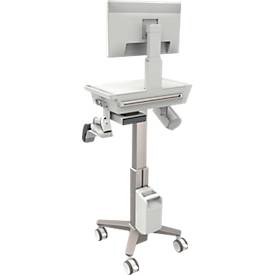 Ergotron Computerwagen CareFit Slim 2.0, mit Schublade, für Monitore bis 27 Zoll, höhenverstellbar, weiß/warmgrau