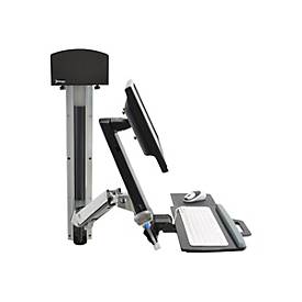 Ergotron Sit-Stand Combo System Mit CPU-Halter klein - Befestigungskit (CPU-Halter, 2 Schienenabdeckungen, 2 Kabelkanäle, Handgelenkkissen, einstellbarer Monitorarm, VESA-Halterung, Wandschiene 34', Montagesystem mit CPU-Halterung und Armen, Tasta...
