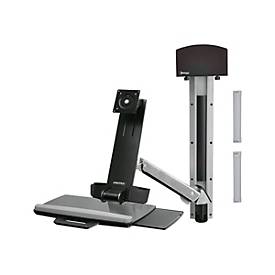 Ergotron Sit-Stand Combo System Mit CPU-Halter klein - Befestigungskit (CPU-Halter, 2 Schienenabdeckungen, 2 Kabelkanäle, Handgelenkkissen, einstellbarer Monitorarm, VESA-Halterung, Wandschiene 34', Montagesystem mit CPU-Halterung und Armen, Tasta...