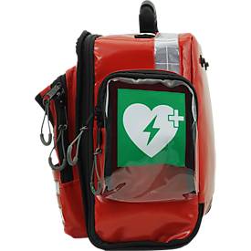 Erste-Hilfe-& Defibrillator-Wandtasche, für HeartSine Defibrillatoren & Erste-Hilfe-Materialien, leer, 8 Staufächer, B 400 x T 250 x H 350 mm, rot