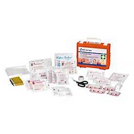 Erste-Hilfe-Koffer First Aid Only, mit 100-teiligem Inhalt gemäß DIN 13157, Tragegriff, Wandhalterung, B 267 x T 90 x H 211 mm Kunststoff, orange