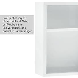 Erste-Hilfe-Schrank First Aid Only, ohne Inhalt, 2 Fächer, abschließbar, Wandmontage, B 300 x T 370 x H 140 mm, Metall, weiß