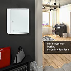 Erste-Hilfe-Schrank First Aid Only, ohne Inhalt, 2 Fächer, abschließbar, Wandmontage, B 300 x T 370 x H 140 mm, Metall, weiß