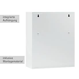 Erste-Hilfe-Schrank First Aid Only, ohne Inhalt, 2 Fächer, abschließbar, Wandmontage, B 300 x T 370 x H 140 mm, Metall, weiß