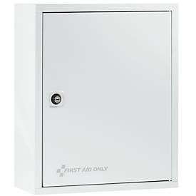 Erste-Hilfe-Schrank First Aid Only, ohne Inhalt, 2 Fächer, abschließbar, Wandmontage, B 300 x T 370 x H 140 mm, Metall, weiß