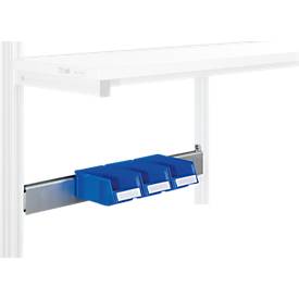 ESD-Halteschiene für Sichtlagerkästen Treston BP 120, für Treston Arbeitstisch mit B 1200 mm, Aluminium