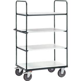 ESD-Tischwagen, 4 Etagen, 1000 x 600 mm, bis 600 kg, Stahl/Holz, schiefergrau