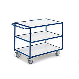 ESD-Tischwagen mit waagerechten Schiebebügeln, 3 Etagen, 990 x 590 mm