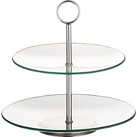 ESMEYER Cookie plateau en verre à 2 étages, Ø 25/21 cm, H 27 cm, transparent, dans un carton cadeau, lavable au lave-vaisselle
