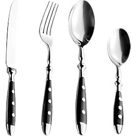 ESMEYER Nostalgie 24-tlg Besteckset 6 Pers., Schwarz, Edelstahl 18/0 poliert, geschmiedete Messer, spülmaschinenfest