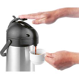 ESMEYER Stream Pumpkanne 1,9 L, doppelwandiger Edelstahl, Pumpsystem mit Silikonring, 360° Drehfunktion, Ø150 × H330 mm