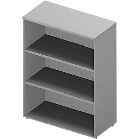 Estantería ARLON OFFICE, 3 alturas de archivo, 2 estantes variables, An 900 x P 450 x Al 1232 mm, gris luminoso/aluminio