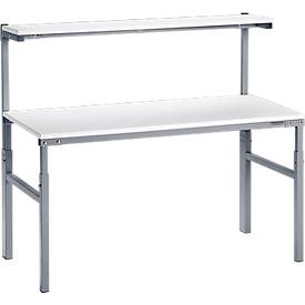 Etagenbord Treston SH 120, bis 50 kg, B 1200 x T 310 x H 1550 mm, höhenverstellbar, Spanplatte, lichtgrau RAL 7035