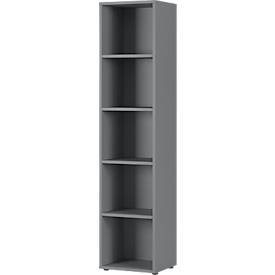 Étagère à dossiers Aalborg, 4 étagères réglables, charge max. 30, patins de meubles, panneau de particules, revêtement de résine mélamine, L 450 x P 400 x H 1970 mm, graphite