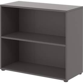 Etagère de bureau TEMPIO, bois, 2 compartiments, 2 OH, L 800 x P 340 x H 720 mm, anthracite