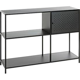 Étagère HAKU, 4 compartiments pouvant chacun supporter jusqu'à 10 kg, L 1000 x P 300 x H 750 mm, acier/métal, noir