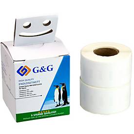 Etiketten G&G, kompatibel zu Dymo 99010/s0722370, 28 x 89 mm, selbstklebend, Thermopapier, weiß, 2 x 130 Stück