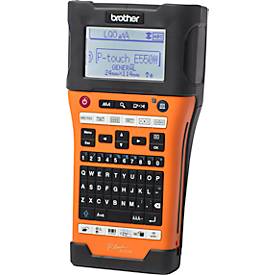 Etiqueteuse Brother PT-E550WNIVP, 30 mm/sec, USB/WLAN, pour rubans TZe de 3,5-24 mm de large, L 126 x P 250 x H 94 mm, orange anthracite