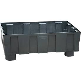 EURO-Auffangwanne 250/2 CEMO, Polyethylen, mit 4 Füßen, mit Zulassung, B 1205 x T 805 x H 430 mm, ohne Gitterrost