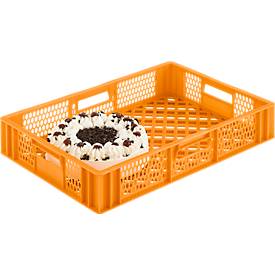 Euro Box Bäcker-Kasten, lebensmittelecht, Inhalt 15,4 L, durchbrochene Version, gelb-orange