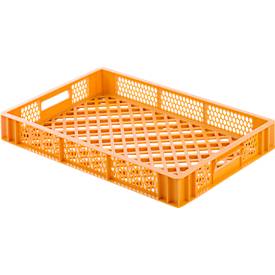 Euro Box Bäcker- und Cateringkasten (Gläserkasten), lebensmittelecht, Inhalt 14 L, durchbrochene Version, gelborange
