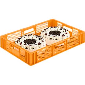 Euro Box Bäcker- und Cateringkasten (Gläserkasten), lebensmittelecht, Inhalt 15,4 L, durchbrochene Version, gelb-orange