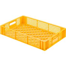Euro Box Bäcker- und Cateringkasten (Gläserkasten), lebensmittelecht, Inhalt 15,4 L, durchbrochene Version, gelb-orange