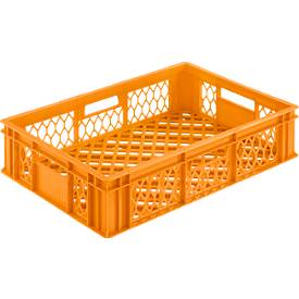 Euro Box Bäcker- und Cateringkasten (Gläserkasten), lebensmittelecht, Inhalt 25,3 L, durchbrochene Version, gelb-orange