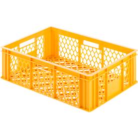 Euro Box Bäcker- und Cateringkasten (Gläserkasten), lebensmittelecht, Inhalt 35,7 L, durchbrochene Version, gelb-orange