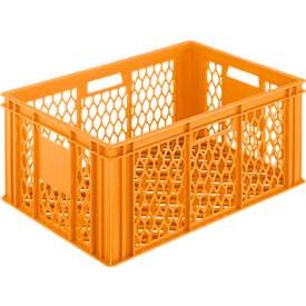 Euro Box Bäcker- und Cateringkasten (Gläserkasten), lebensmittelecht, Inhalt 47,8 L, durchbrochene Version, gelb-orange