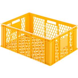 Euro Box Bäcker- und Cateringkasten (Gläserkasten), lebensmittelecht, Inhalt 47,8 L, durchbrochene Version, gelb-orange