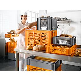 Euro Box Bäcker- und Cateringkasten (Gläserkasten), lebensmittelecht, Inhalt 79,8 L, durchbrochene Version, gelb-orange