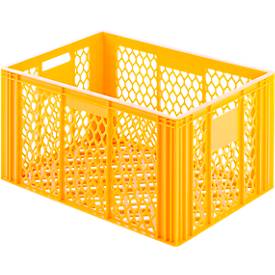 Euro Box Bäcker- und Cateringkasten (Gläserkasten), lebensmittelecht, Inhalt 79,8 L, durchbrochene Version, gelb-orange