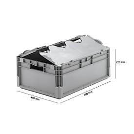 Euro Box Leichtbehälter ELB 6220, aus PP, Inhalt 43,7 L, mit Deckel, grau