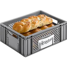 Euro Box Obst- und Gemüsekasten, lebensmittelecht, Inhalt 11,9 L, durchbrochene Version, grau