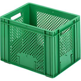 Euro Box Obst- und Gemüsekasten, lebensmittelecht, Inhalt 20,2 L, durchbrochene Version, grün