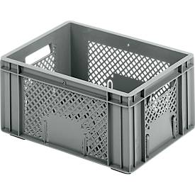 Euro Box Obst- und Gemüsekasten, lebensmittelecht, Inhalt 22 L, durchbrochene Version, grau