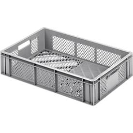 Euro Box Obst- und Gemüsekasten, lebensmittelecht, Inhalt 24,87 L, durchbrochene Version, grau