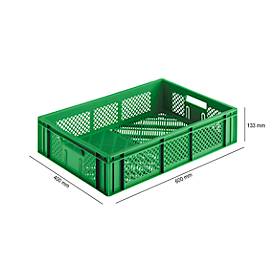 Euro Box Obst- und Gemüsekasten, lebensmittelecht, Inhalt 24,87 L, durchbrochene Version, grün