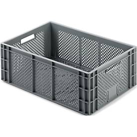 Euro Box Obst- und Gemüsekasten, lebensmittelecht, Inhalt 43,68 L, durchbrochene Version, grau