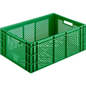 Euro Box Obst- und Gemüsekasten, lebensmittelecht, Inhalt 43,68 L, durchbrochene Version, grün
