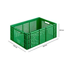 Euro Box Obst- und Gemüsekasten, lebensmittelecht, Inhalt 43,68 L, durchbrochene Version, grün