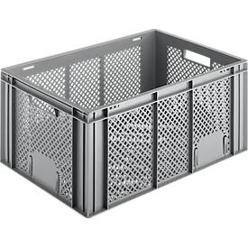 Euro Box Obst- und Gemüsekasten, lebensmittelecht, Inhalt 55,7 L, durchbrochene Version, grau