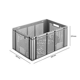Euro Box Obst- und Gemüsekasten, lebensmittelecht, Inhalt 55,7 L, durchbrochene Version, grau