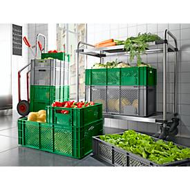 Euro Box Obst- und Gemüsekasten, lebensmittelecht, Inhalt 55,7 L, durchbrochene Version, grün