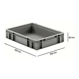 Euro Box Serie EF 4080, aus PP, Inhalt 7,4 L, geschlossene Wände, Unterfassgriff, grau