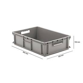 Euro Box Serie EF 6150, aus PP, Inhalt 29,4 L, geschlossene Wände, grau, Durchfassgriff