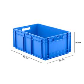 Euro Box Serie EF 6240, aus PP, Inhalt 47,5 L, geschlossene Wände, blau, Durchfassgriff