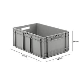 Euro Box Serie EF 6240, aus PP, Inhalt 47,5 L, geschlossene Wände, grau, Durchfassgriff